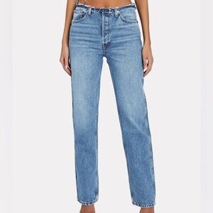 RE/DONE Frayed Hem Blue Denim Jeans